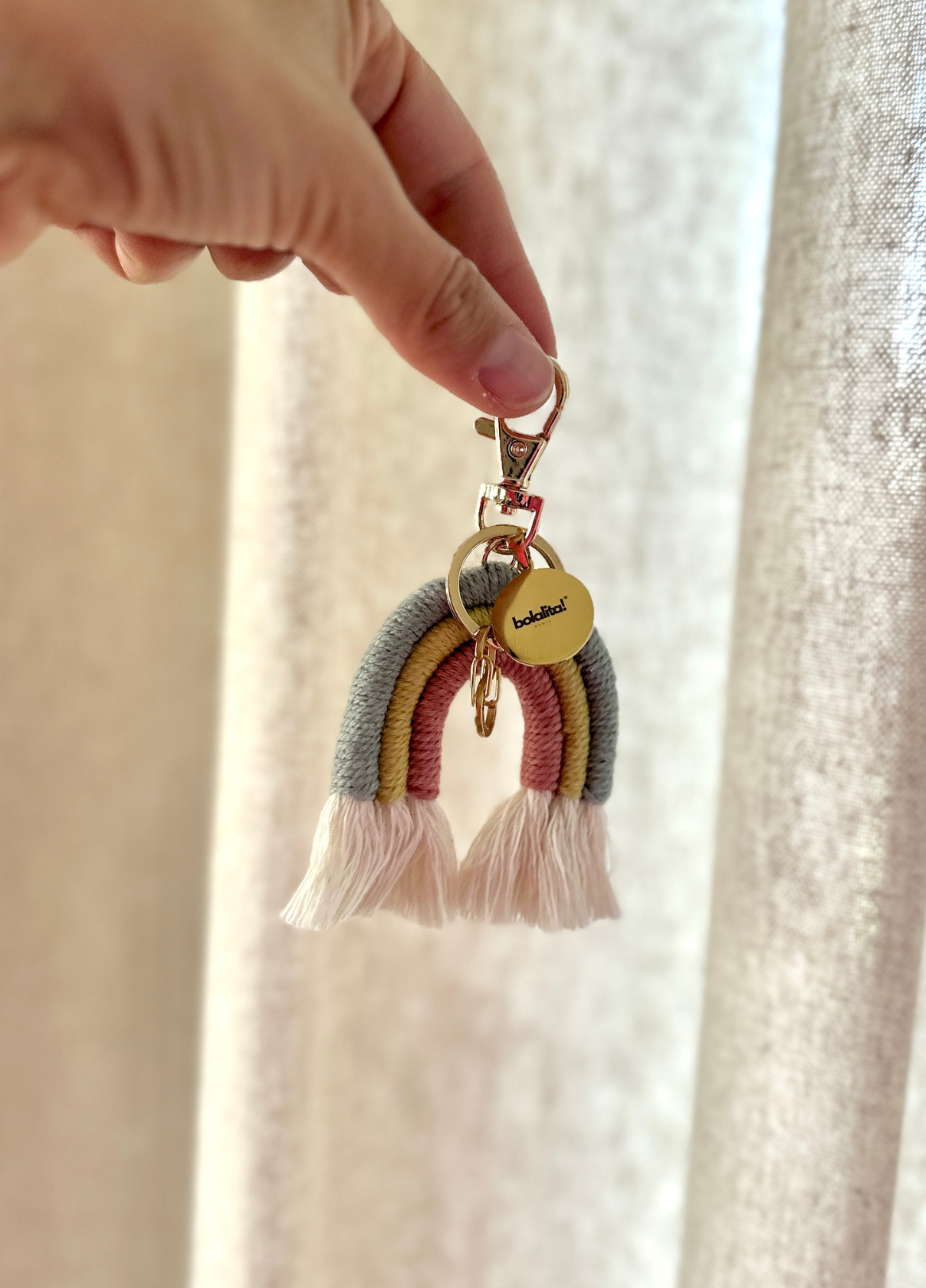 Porte-Bola de Grossesse Personnalisé | Arc-en-ciel Bleu-Beige-Rose