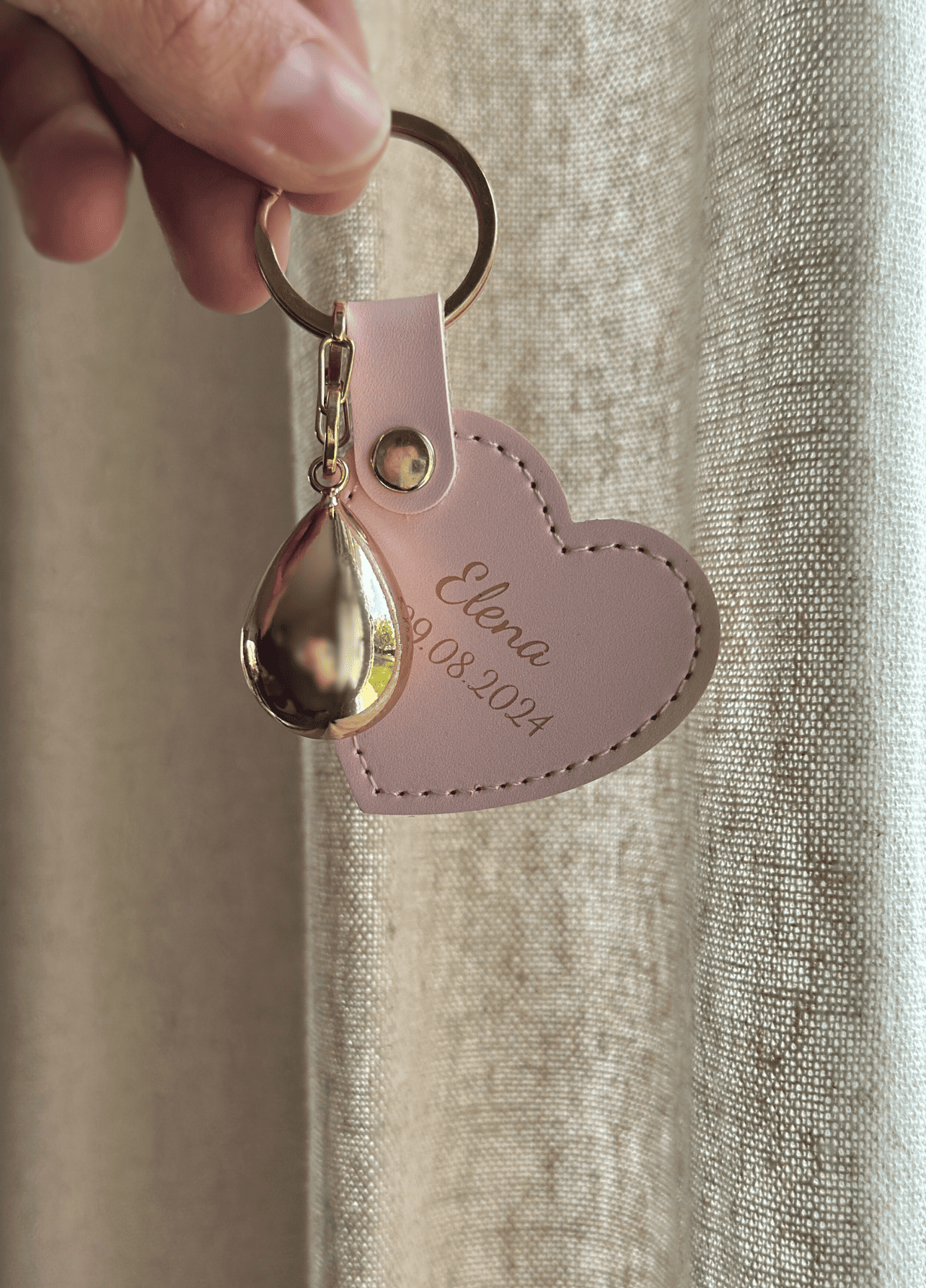 Porte-Bola de Grossesse Personnalisé | Coeur Cuir Rose