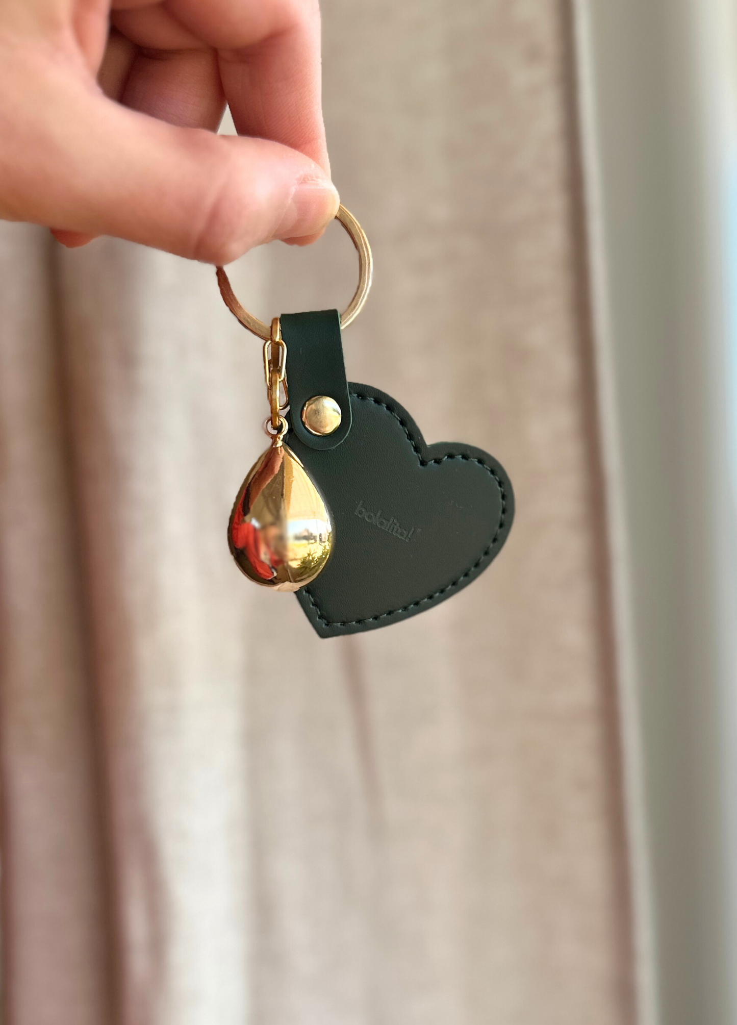 Porte-Bola de Grossesse Personnalisé | Coeur Cuir Vert Sapin