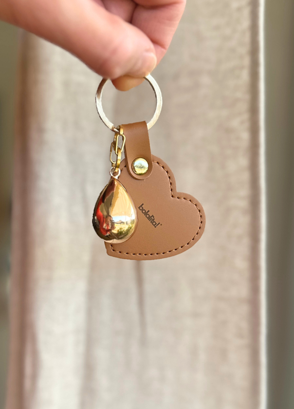 Porte-Bola de Grossesse Personnalisé | Coeur Cuir Marron