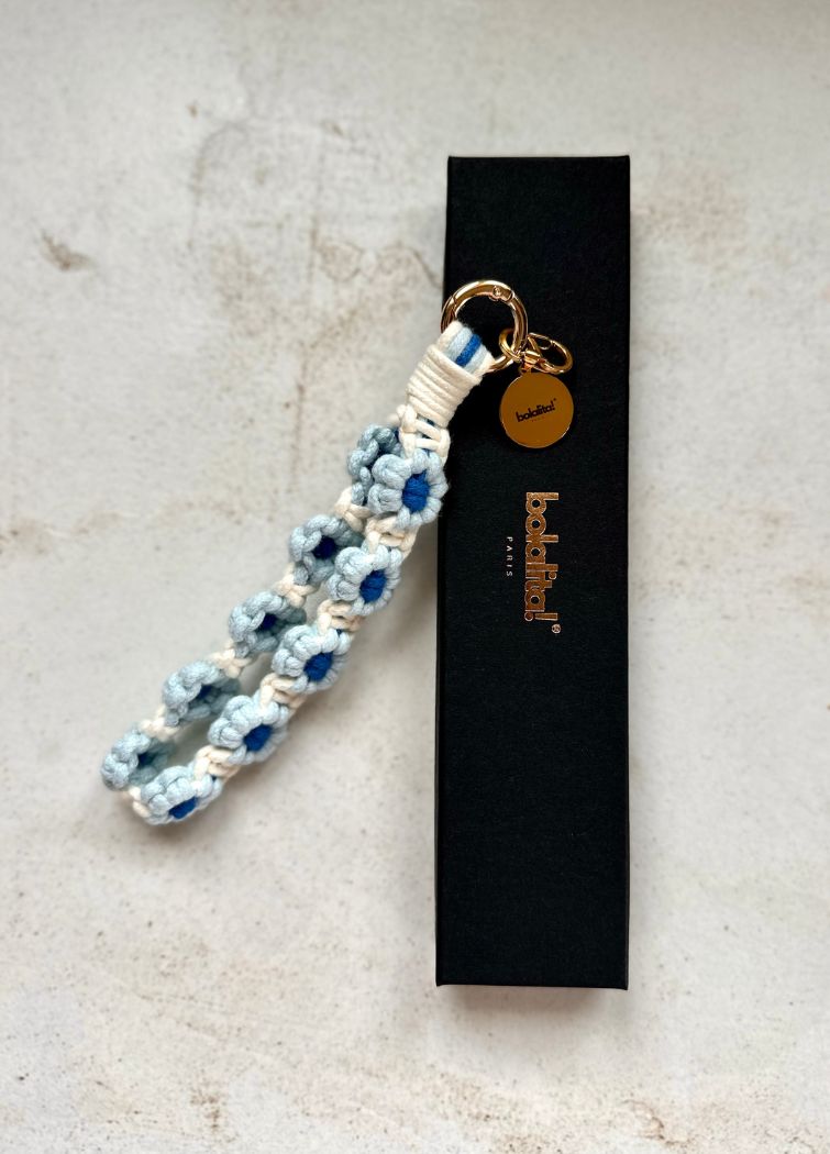 Porte-Bola de Grossesse Personnalisé | Macramé Fleur Turquoise
