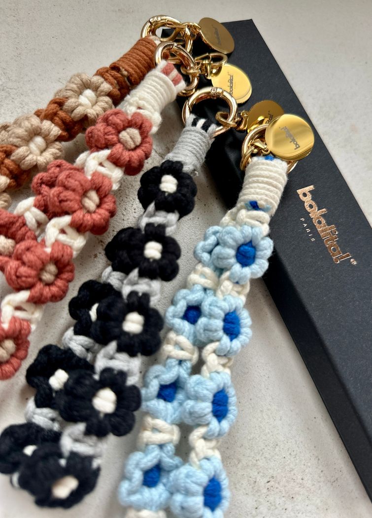 Porte-Bola de Grossesse Personnalisé | Macramé Fleur Turquoise