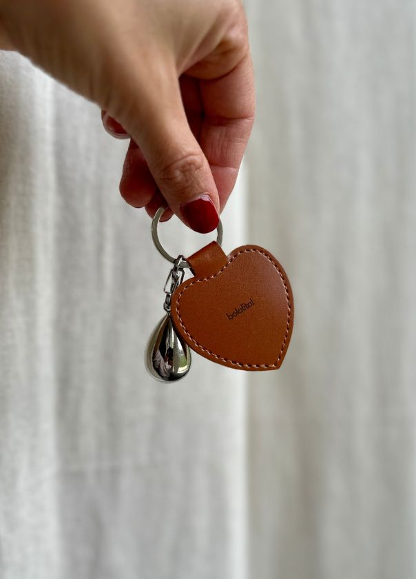 Porte-Bola de Grossesse Personnalisé | Coeur Cuir Marron