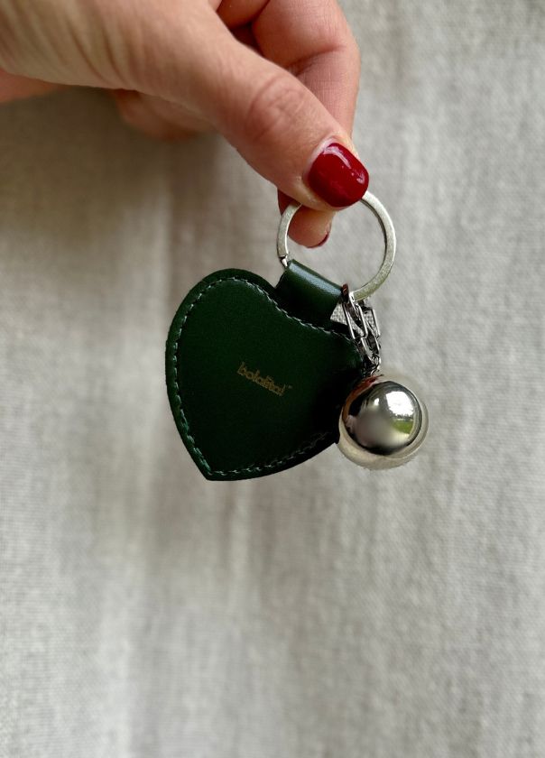 Porte-Bola de Grossesse Personnalisé | Coeur Cuir Vert Sapin