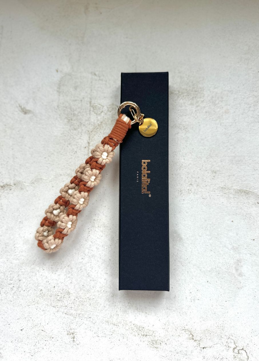 Porte-Bola de Grossesse Personnalisé | Macramé Fleur Beige