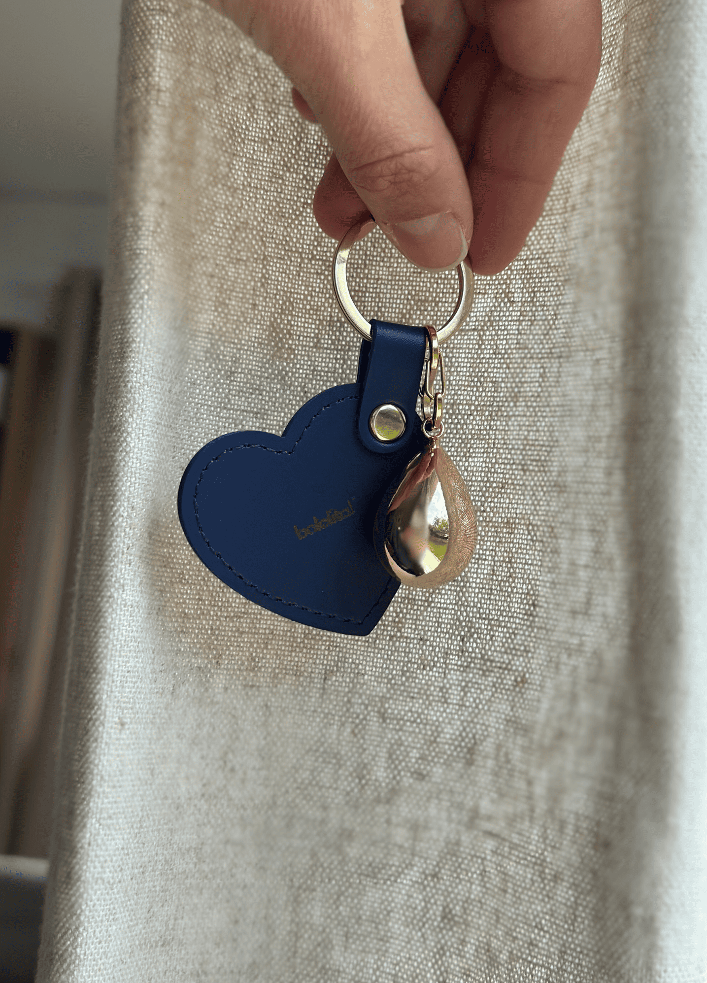 Porte-Bola de Grossesse Personnalisé  | Coeur Cuir Bleu
