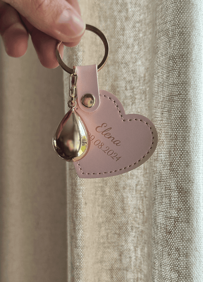 Porte-Bola de Grossesse Personnalisé  | Coeur Cuir Rose