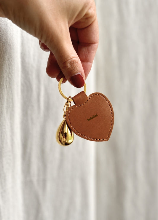 Porte-Bola de Grossesse Personnalisé  | Coeur Cuir Marron