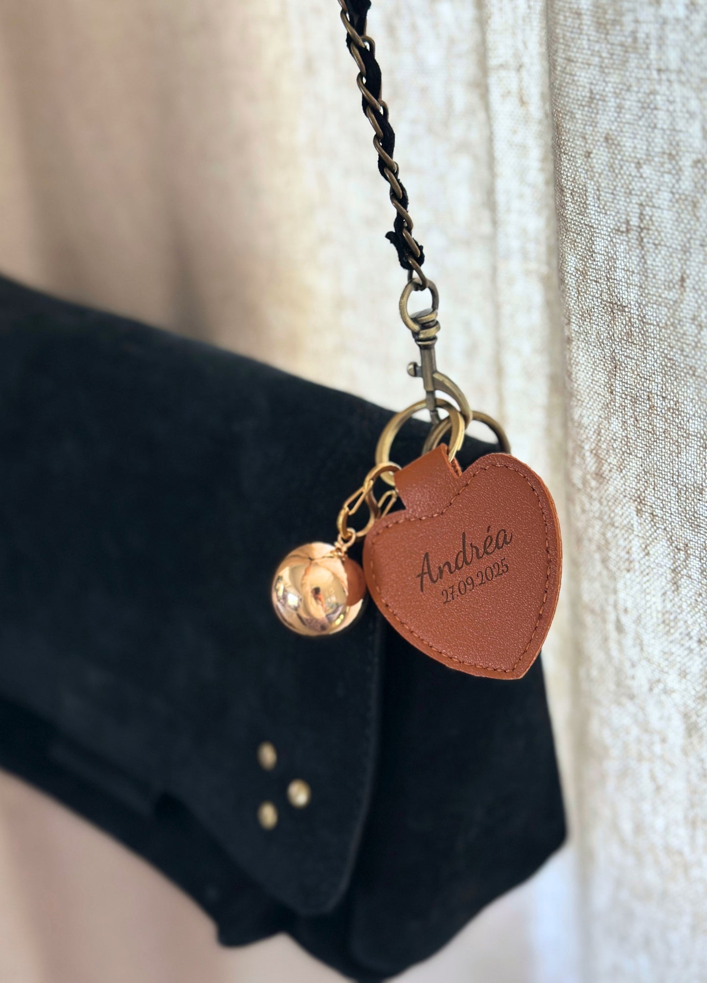 L'amour | Porte-Bola de Grossesse - Coeur Cuir Marron