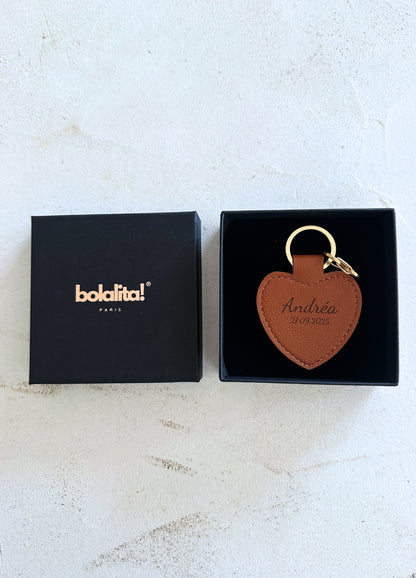 L'amour | Porte-Bola de Grossesse - Coeur Cuir Marron