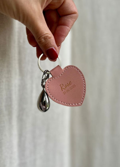 Porte-Bola de Grossesse Personnalisé  | Coeur Cuir Rose