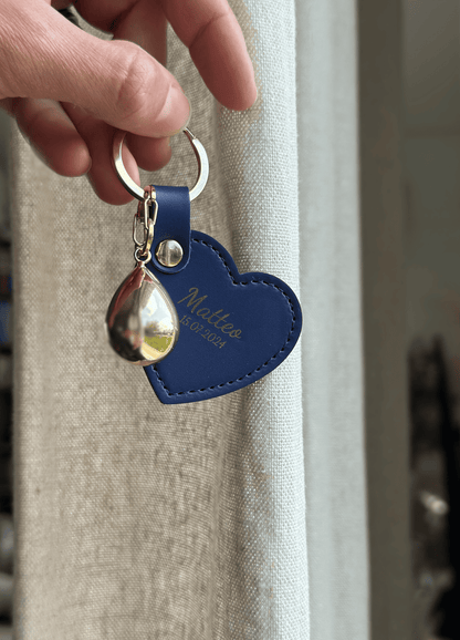 Porte-Bola de Grossesse Personnalisé  | Coeur Cuir Bleu