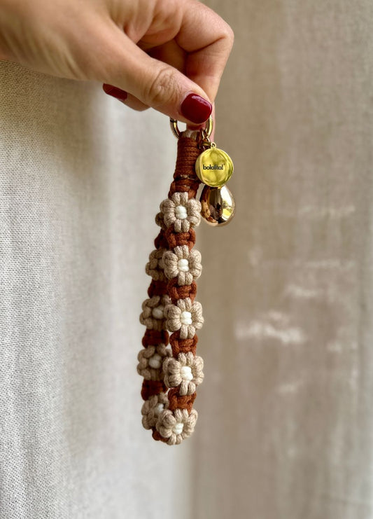 Porte-Bola de Grossesse Personnalisé  | Macramé Fleur Beige