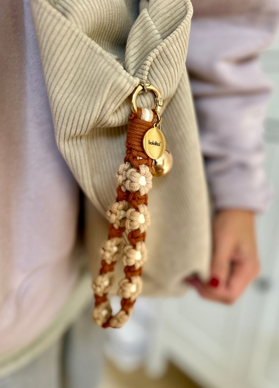 Porte-Bola de Grossesse Personnalisé  | Macramé Fleur Beige