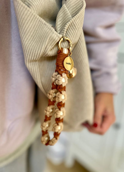 Porte-Bola de Grossesse Personnalisé  | Macramé Fleur Beige
