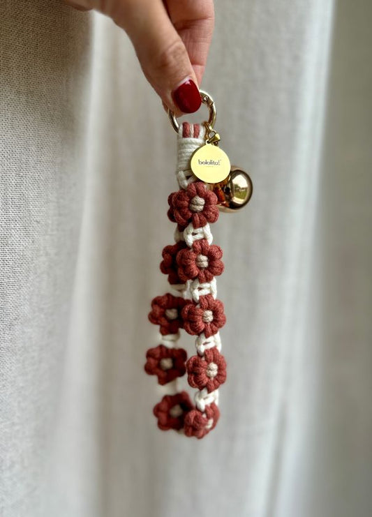 Porte-Bola de Grossesse Personnalisé  | Macramé Fleur Marron